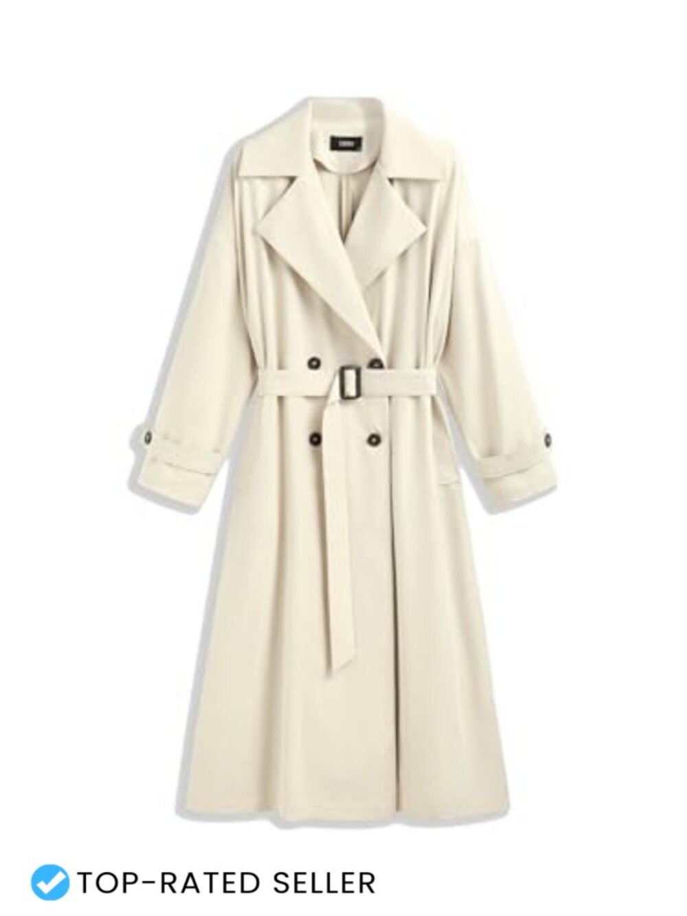 Oversized Long Trench Coat With Belt Notch Collar Long Sleeve Women